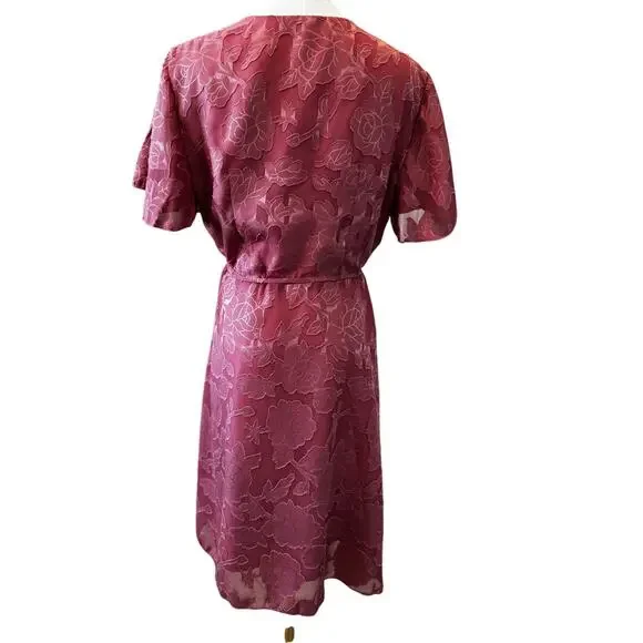 New CUPSHE Women's Rose Pink Aylin V-neck Flared Sleeve Mini Wrap Dress Size L - Picture 7 of 9